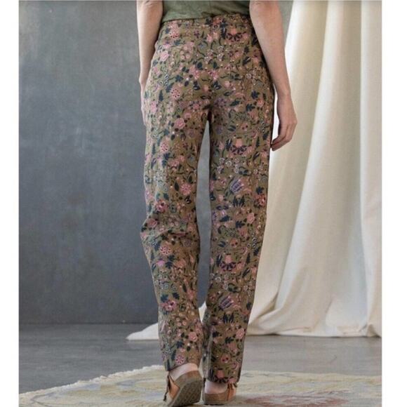 Sundance Madora Pants Womens Size M Olive Green Multi Floral Print Drawstring - Picture 16 of 16